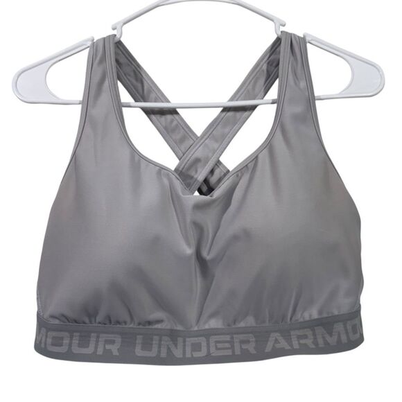 Under Armour Plus Size Silver Medium Impact Sports Bra - Picture 1 of 4